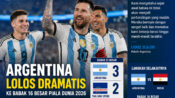 Argentina Lolos Dramatis, Tantang Mesir di 16 Besar