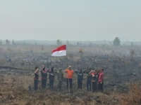Karhutla Belum Padam, Relawan Kibarkan Merah Putih di Petuk Katimpun