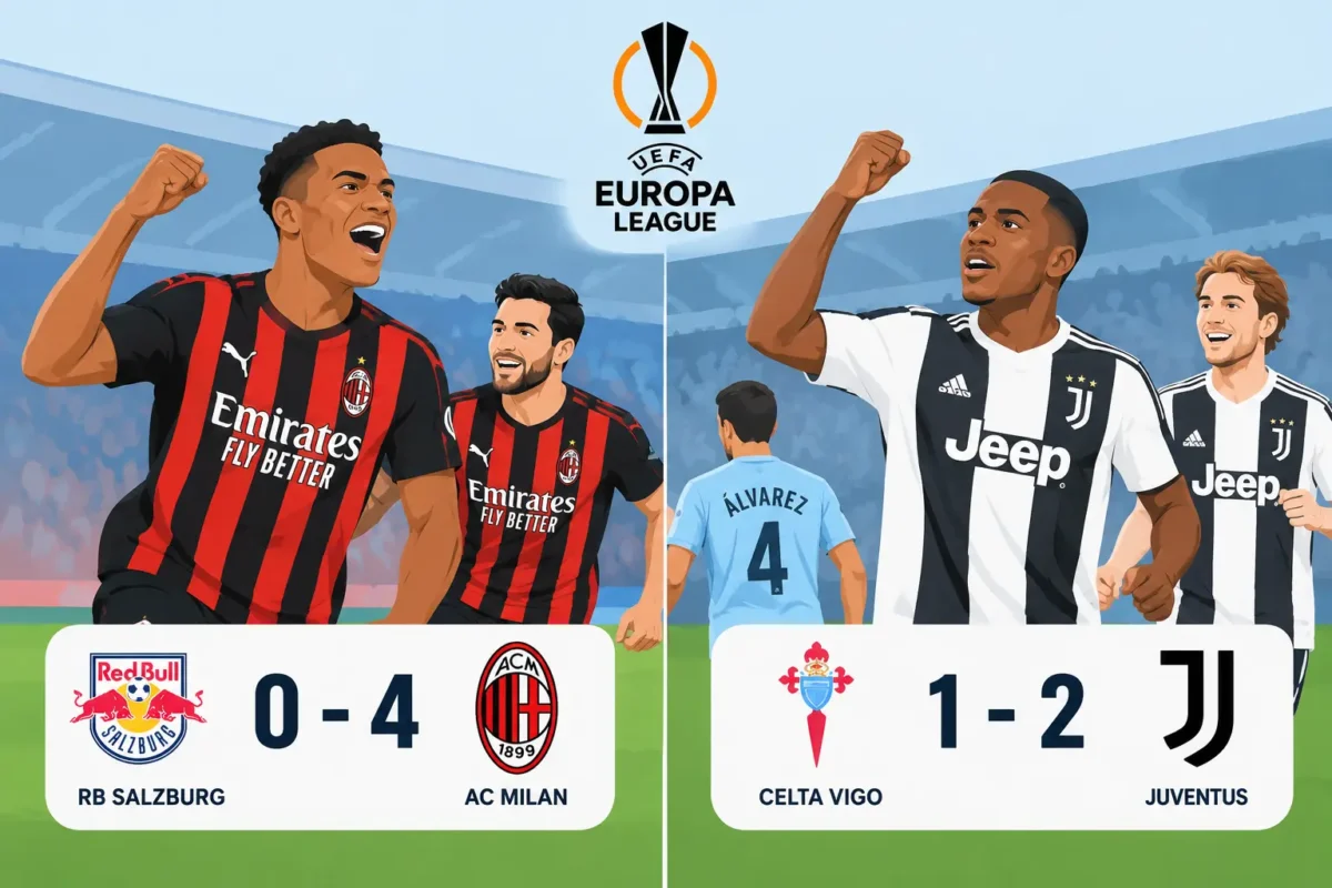 Milan Pesta Gol, Juventus Menang Dramatis di Liga Europa